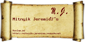 Mitnyik Jeremiás névjegykártya